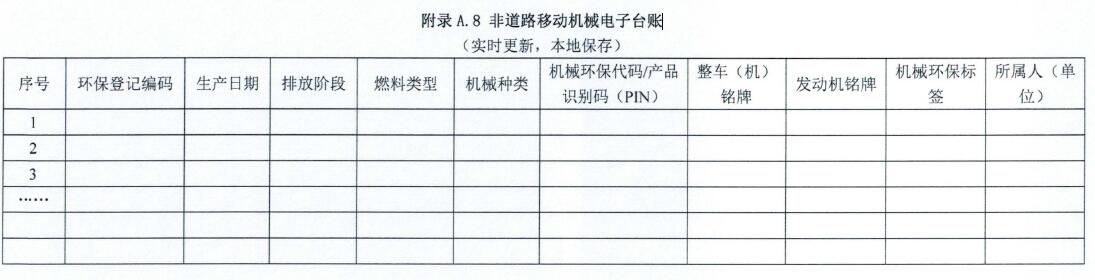 非道路移动机械电子台账